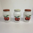 Vintage Anchor Hocking Fire King Apple Salt & Pepper Range Shakers Milk Glass
