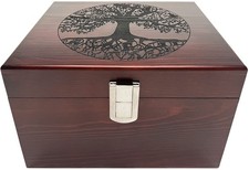 Tree of Life Large Wooden Decorative Box - Wooden Keepsake Box with Hinged Li...