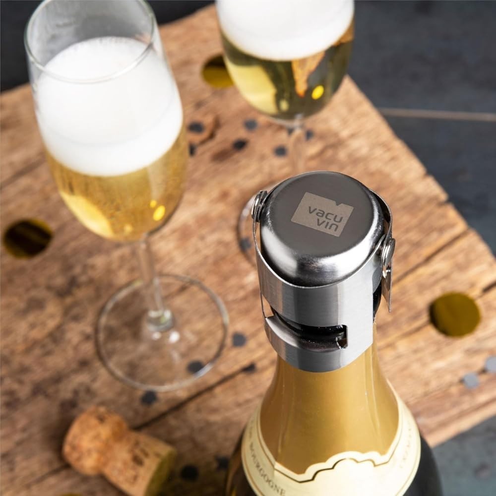 Vacu Vin Champagne Stopper Stainless Steel Sparkling Wine Bottle Sealer