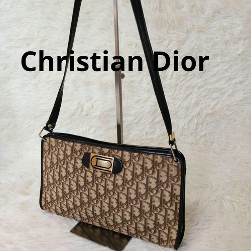 Christian Dior Trotter Canvas Shoulder Bag Beige Brown Unisex Used From Japan