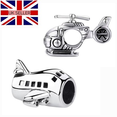 925 Silber Hubschrauber Flugzeug Pilot Urlaub Charm in Geschenkbox