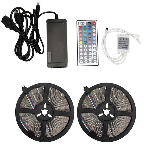 2PCS 5M RGB 3528/5050 300 LED Strip Light+12V Power Supply+ Remote Controller - Picture 12 of 14
