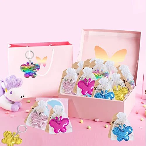 Pack de 60 Llaveros de Lentejuelas Mariposa Grande Set con 20 Llaveros, 20 Gracias Foto 4 de 4