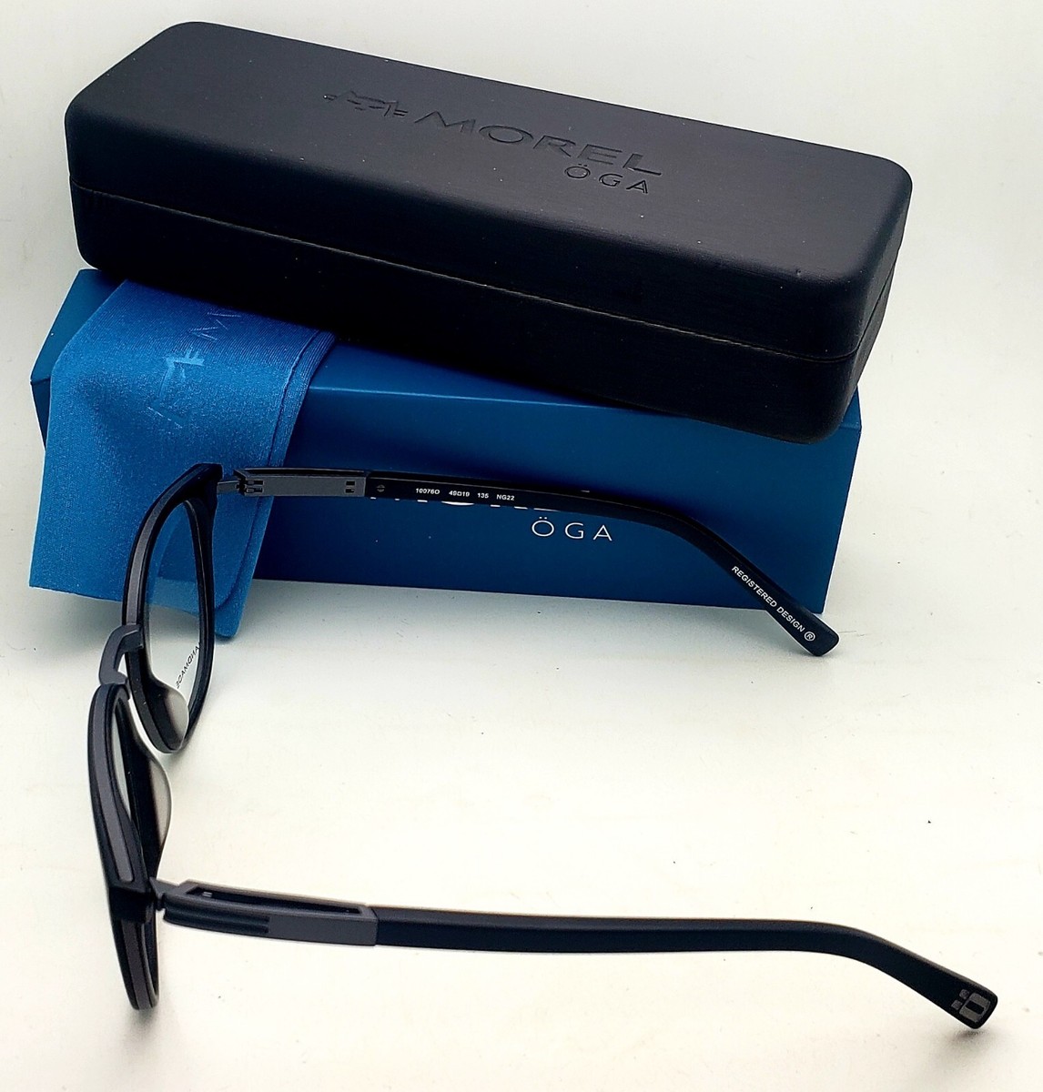 New OGA MOREL Reading Glasses 10076O NG22 49-19 135 Black & Grey