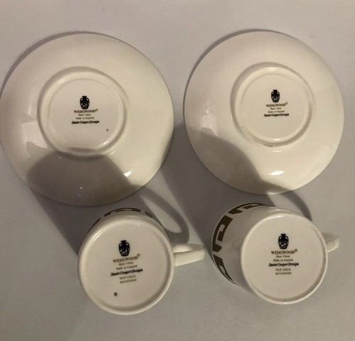 Wedgwood Susie Cooper ‘Keystone’ Design Cup and Saucer Old Gold x 2 Bundle - Picture 9 of 15