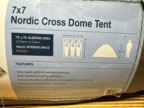 7x7 Nordic Cross Down Tent. Tent Backpacking 3 Season. Sleeps 3 - Picture 2 of 5