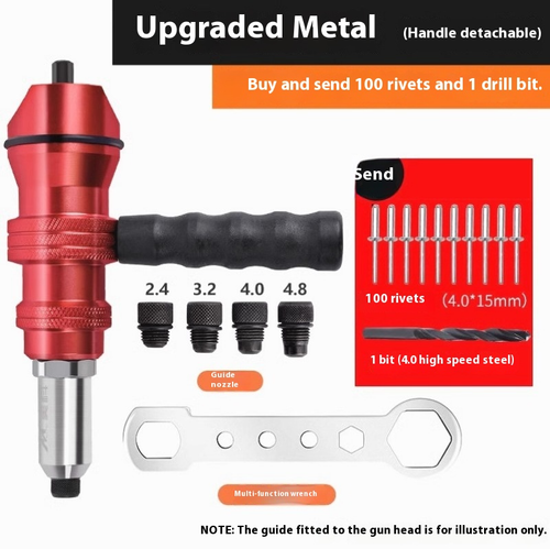 Elektrische Nietmutternpistole mit 100 Stück Nietmutter Pop Bohrer Adapter Werkzeug - Rot - Bild 14 von 14