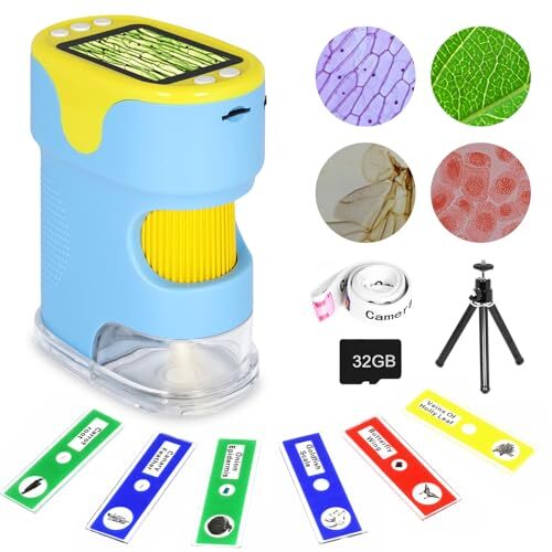 Handheld Digital Microscope for Kids with 2'' HD Screen, 200~1000X Pocket Blue