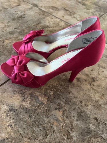 Michelangelo "Maribelle" Size 7.5 M Pink Satin Peep Toe High Heel Platform - Picture 4 of 9