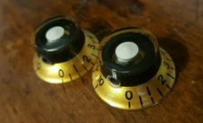 2 Guitar Set Screw Top Hat Volume/Tone knobs... Gold/Black/White...  JAT C.G.P 