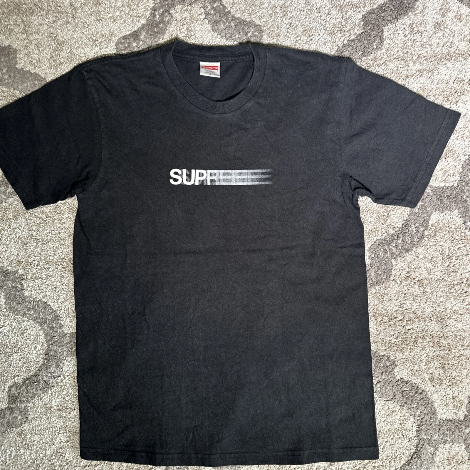 Supreme Motion Logo Tee Black Small Shirt Made In USA Authentic Used