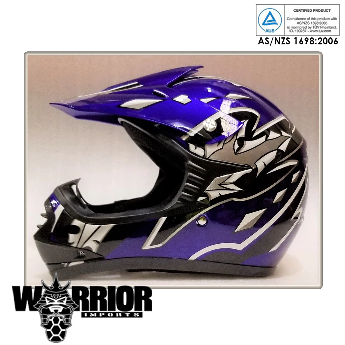 Motocross Helmet Blue Kids Child Youth XS to XL Aust Std