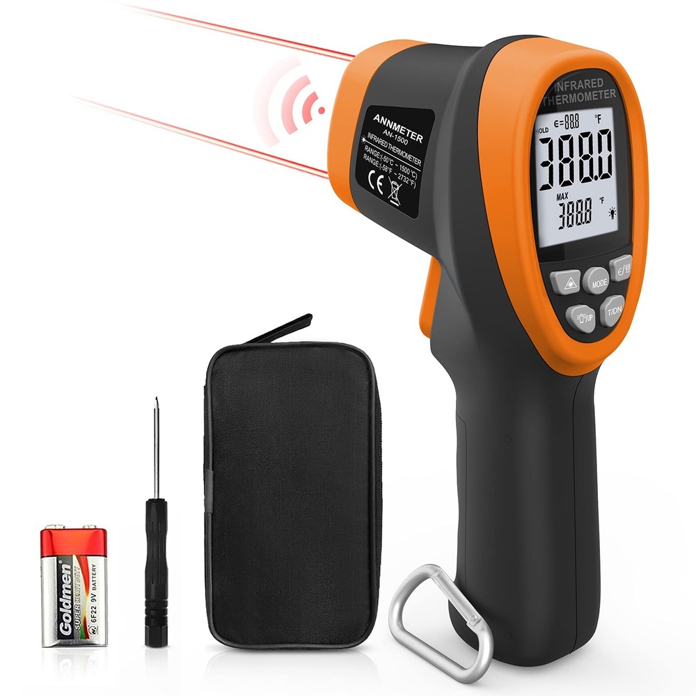 High Temperature Thermometer, Digital IR Pyrometer 30:1 Measure Temp -58~2732...