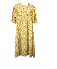 NWT Faithfull The Brand Jean Marie Midi Jolene Floral Crepe Dress Yellow US 4 S