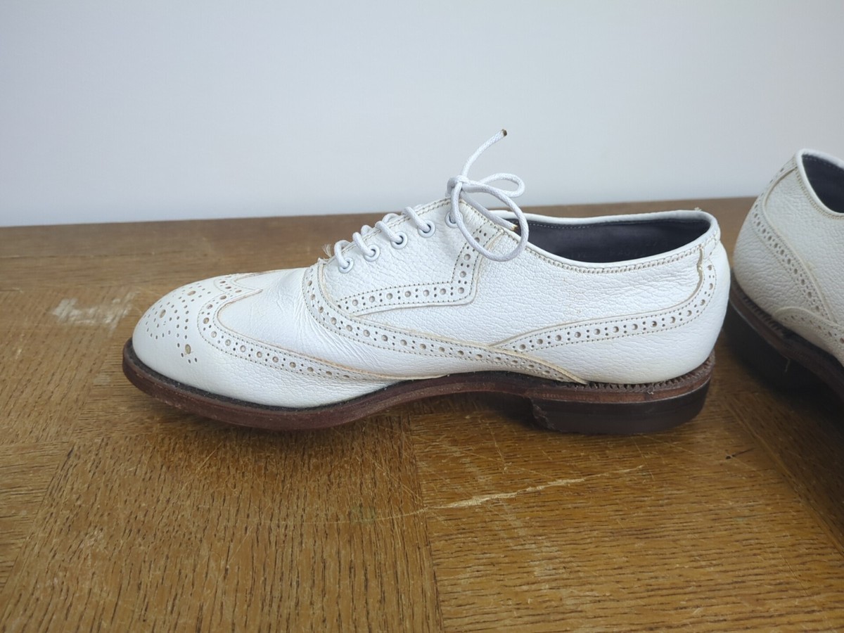 Vintage FootJoy Classics White Leather Brogue Wingtip Golf Shoes