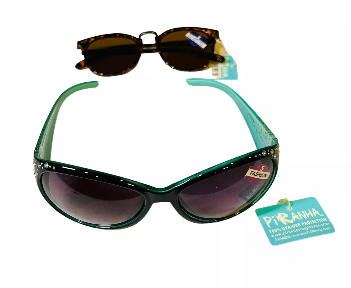 2 - Piranha Women’s Fashion/Polarized Sunglasses Brown/Teal-Gems - 60001,  62066