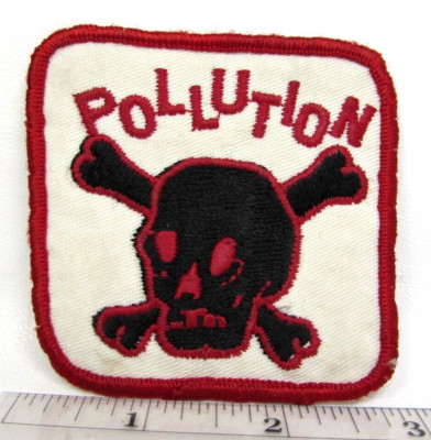 Vintage Pollution Skull Crossbones Jacket Patch Environmental Awareness Ecology
