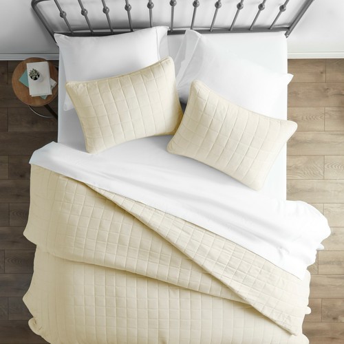 Premium Ultra Soft Quilted 3 Piece Coverlet Set Kaycie Gray Hotel Collection - Picture 108 of 111