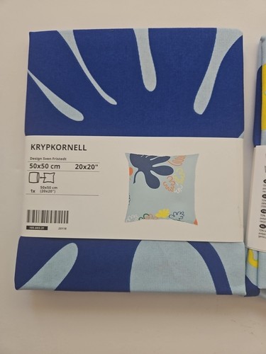 Ikea KRYPKORNELL Qty of 2 Pillow cushion cover leaf pattern multicolor 20x20 New - Picture 2 of 10