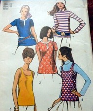 LOVELY VTG 1970s BLOUSES TOP Sewing Pattern 12/34