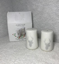Gartner Studios Ceramic Salt & Pepper Shakers Buck Head Set Of 2 Kitchen
