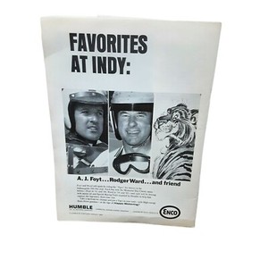 1965 AJ Foyt Rodger Ward Enco Gas Indy 500 Vintage Print Ad Original