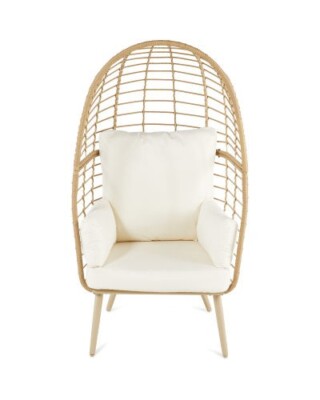 BELAVI GARDEN COCOON CREAM CHAIR/ WICKER EFFECT CREAM CUSHIONS