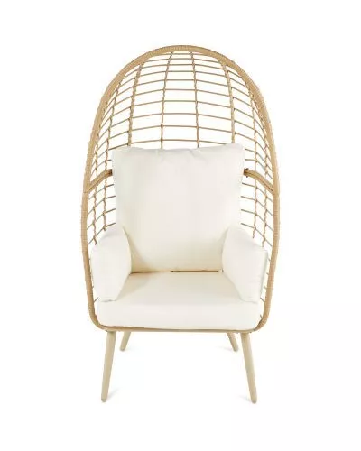 BELAVI GARDEN COCOON CREAM CHAIR/ WICKER EFFECT CREAM CUSHIONS.. - Picture 1 of 8
