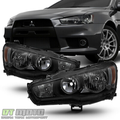 Black Smoke 2008-2017 Lancer 08-15 Evolution EVO X Halogen Headlights Headlamps