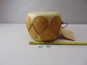 TAOS SOUTHWESTERN PUEBLO INDIANS DRUM 6 1/2" DIA. NEW MEXICO WOOD & ELKSKIN