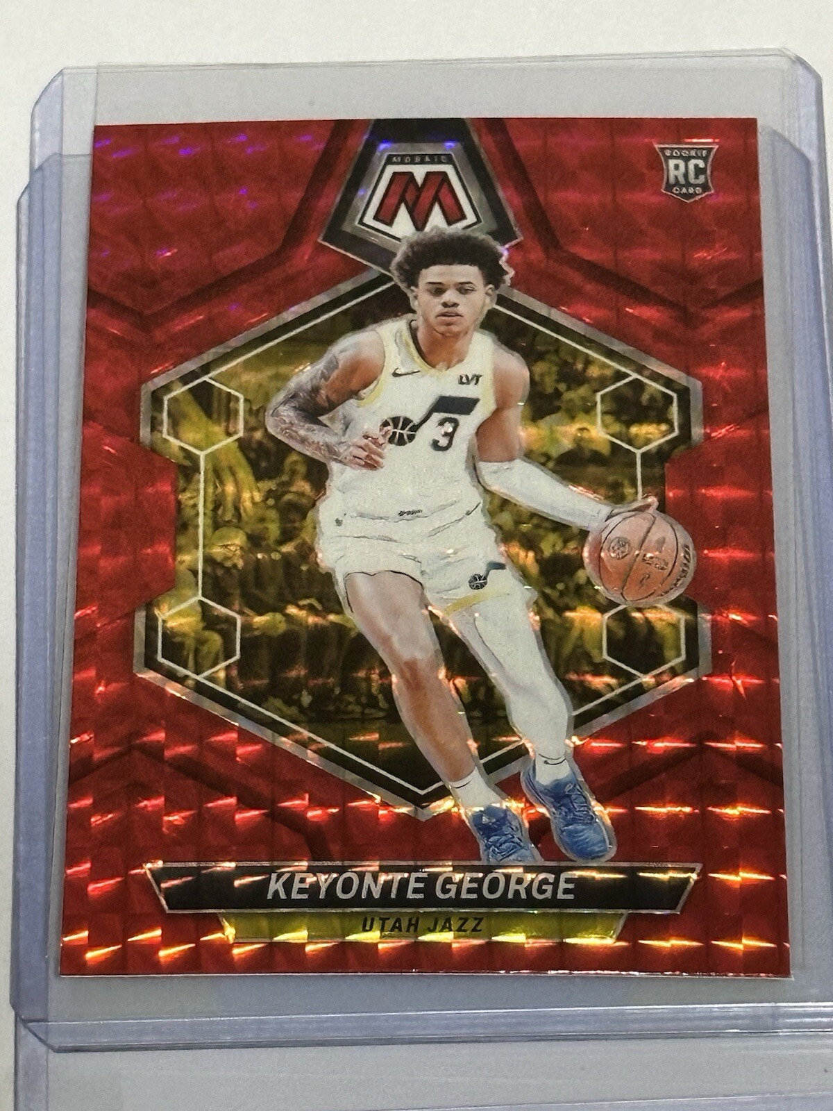 2023-24 Mosaic Keyonte George Red Mosiac Prizm Utah Jazz ROOKIE RC 222