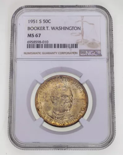 1951-S 50C Booker T. Washington Commemorative Half Dollar NGC MS-67