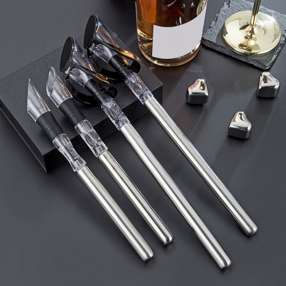 Metal Drink Chiller Wine Chiller Stick W Wine Pourer Stainless Steel