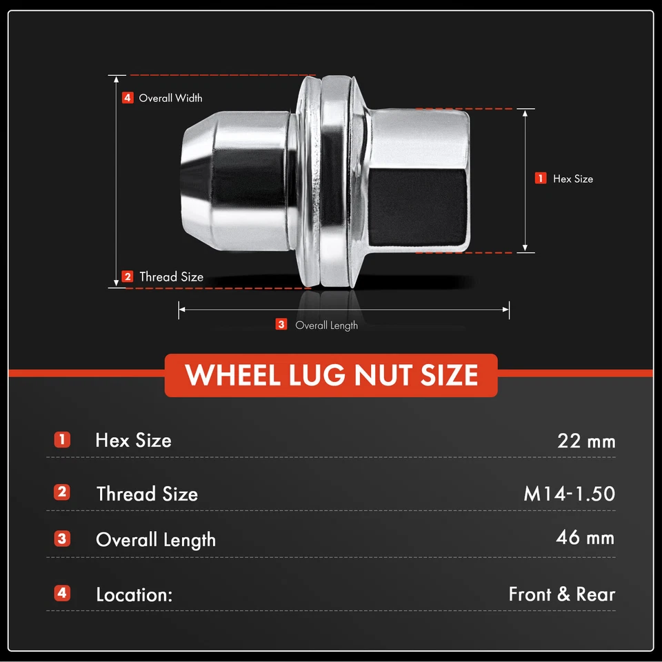 20x Tuerca de rueda delantera y trasera M14-1.50 para Land Rover Range Rover Discovery LR3 Foto 2 de 4