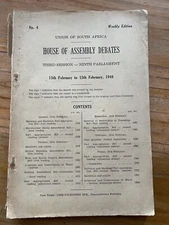 Union Of South Africa House Of Assembly Debates 11-15 February, 1946 Transcript.
