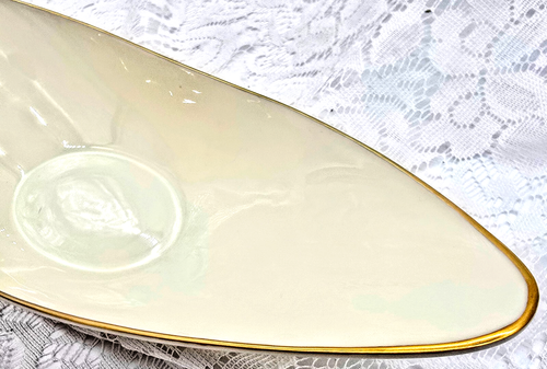 Lenox 15.5" Porcelain Serving Bowl Boat 24ct Gold Trim Centerpiece Trinket Dish - Picture 9 of 12