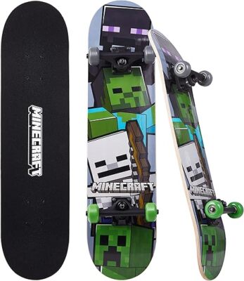 Minecraft 31 Inch Skateboard 9-Ply Maple Deck Skate Board for Cruising Carving