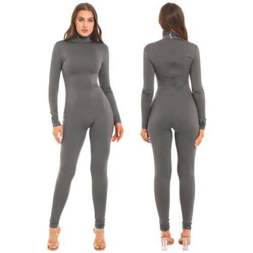 Body donna manica lunga finto collo tuta intera unitard base strato pagliaccetto - Foto 43 di 93