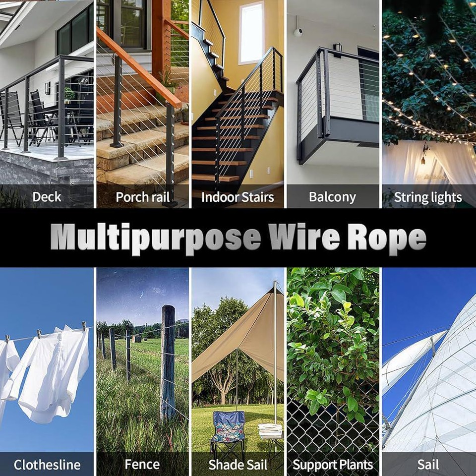 Stainless Steel Cable for Railing 300FT 1/8 T316 Wire Rope Deck