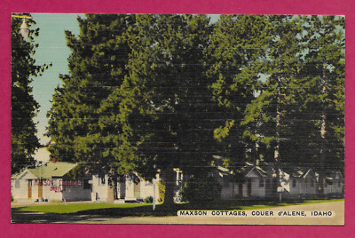 Maxson Cottages Couer d'Alene Idaho ID linen postcard