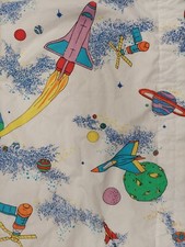 Outer Space Curtains by Coming Home Made USA 63"x40" Rockets Planets Spaceships