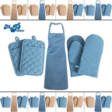 MyPillow Kitchen Apron with Potholder 2-Pack & Oven Mitt 2-Pack Bundle
