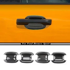 4X Carbon Fiber Side Door Handle Bowl Cover Trim For   Bronco Sport 2021-23