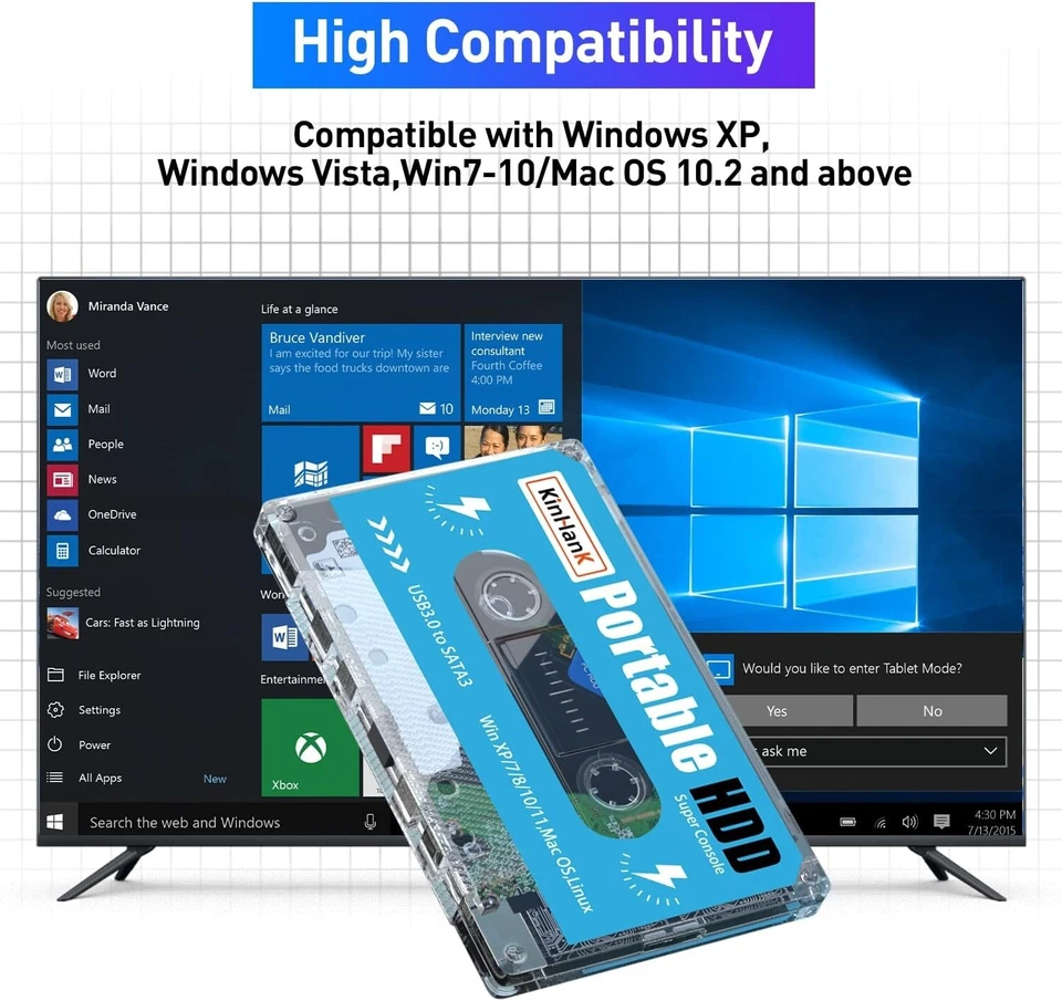 Kinhank 500G HDD External Hard Drive with 111700+ Retro Games (2 Controllers) - Image 3 of 4