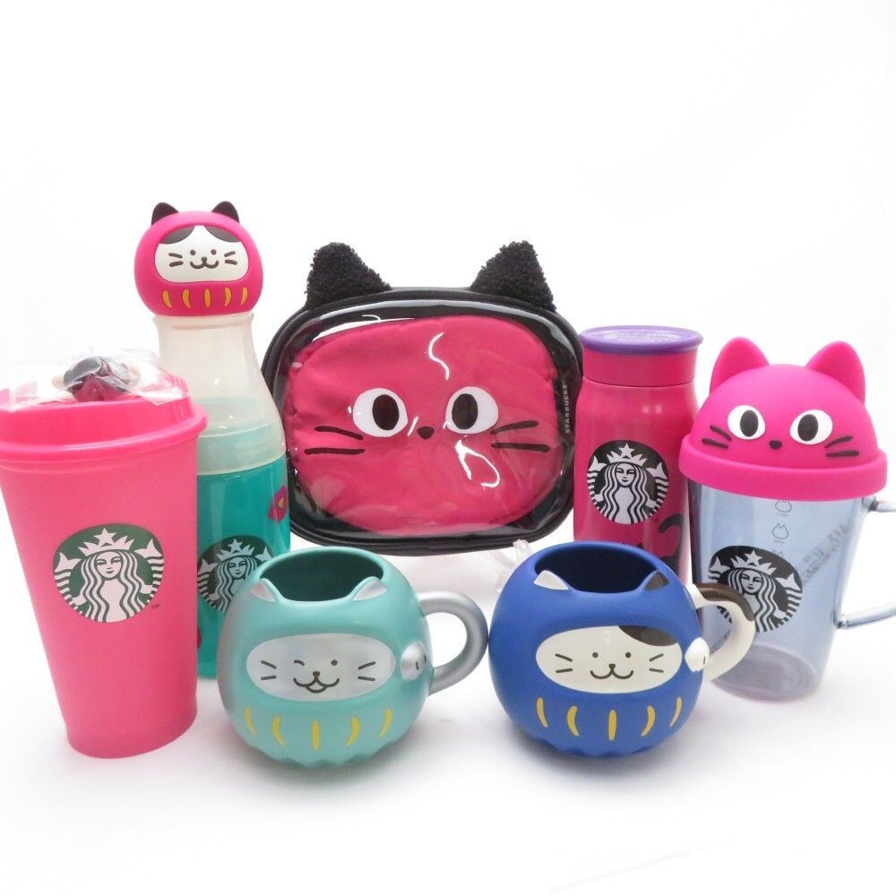 Set of 7 pcs, Starbucks Halloween Collection Cat Mug Japan Coffee
