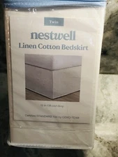 ShipN24hours.New-Bed Bath&Beyond Nestwell Twin Linen Cotton Bedskirt. 15 Inch.