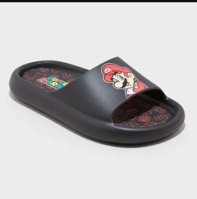   Kids' Nintendo Mario Comfort Slides - Black Size 1