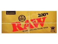 RAW Classic King Size Slim 200 FLAT Uncreased Rolling Papers FREE SHIPPING!