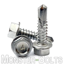 #14 Stainless Steel Self-Drilling Sheet Metal / TEK Screws, Hex Washer Head 410