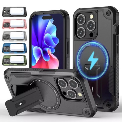 For iPhone 15 Pro Max 14 13 12 Mag-Safe Magnetic Kickstand Case Shockproof Cover